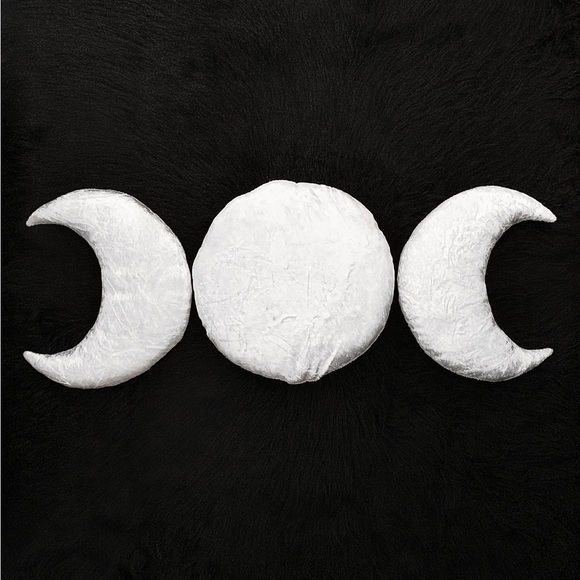 Witchy Triple Moon White Velvet Decorative Pillow Set - Picture 1 of 4